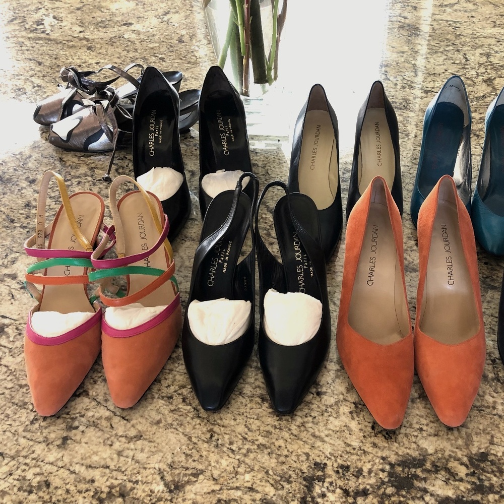 Navy Leather CJ Pumps